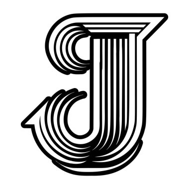 Kabartma biçiminde soyut harf alfabesi j logosu