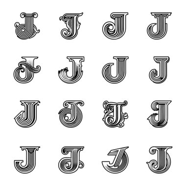 J harfi kümesi, vektör, illüstrasyon