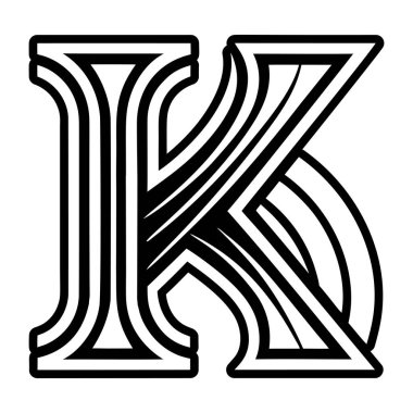 K harfi. Siyah alfabe.