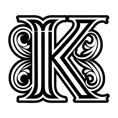 Dekoratif harf k 'nin vektör çizimi