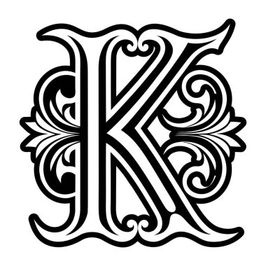 Çiçek tasarım elementi olan k harfi