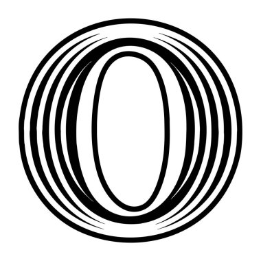 Kabartma biçiminde soyut alfabe o logo