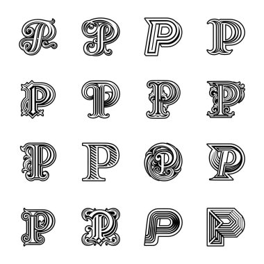 p harfinin monogramı tam biçimli