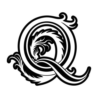 Q harfinin monogramı tam biçimli