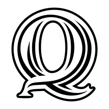 Minimalist harf q logosu katı biçimde