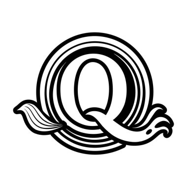 Q harfinin monogramı tam biçimli