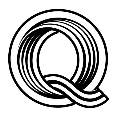 Minimalist harf q logosu katı biçimde