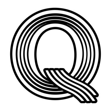 Kabartma biçiminde soyut alfabe q logosu