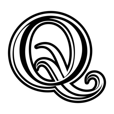 Minimalist harf q logosu katı biçimde