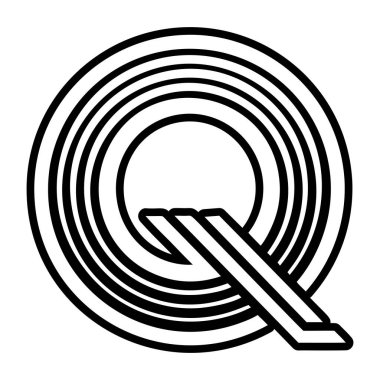 Kabartma biçiminde soyut alfabe q logosu