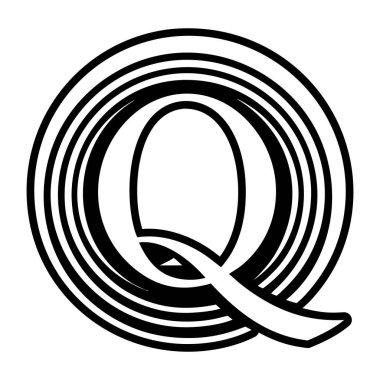 Yaratıcı harf q logosu kabartma biçiminde tasarlandı