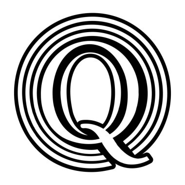 Minimalist harf q logosu katı biçimde
