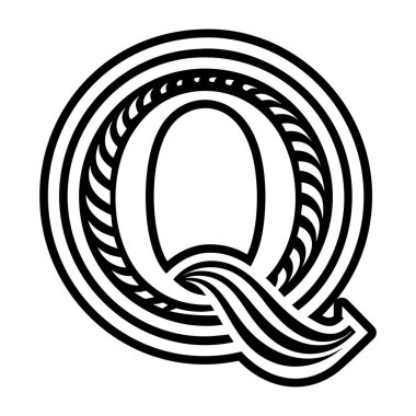 Minimalist harf q logosu katı biçimde