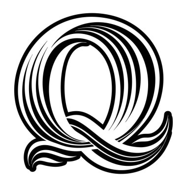 Kabartma biçiminde soyut alfabe q logosu