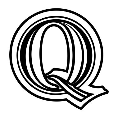 Minimalist harf q logosu katı biçimde