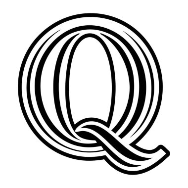Kabartma biçiminde soyut alfabe q logosu