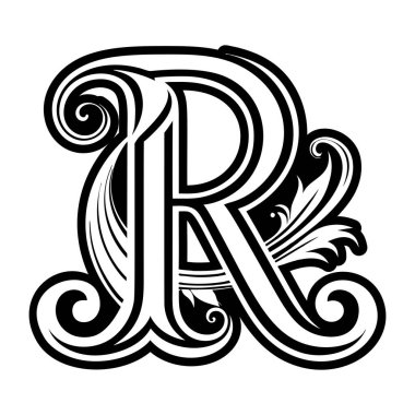 Kabartma biçiminde soyut alfabe r logosu