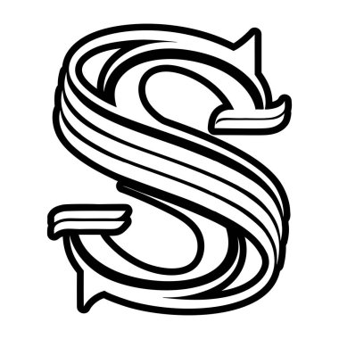 Minimalist harf s logosu katı biçimde