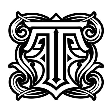 Harf t monogramı tam biçimli