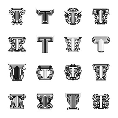 Somut biçimdeki minimalist harf t logosu