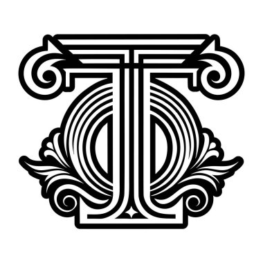 Somut biçimdeki minimalist harf t logosu