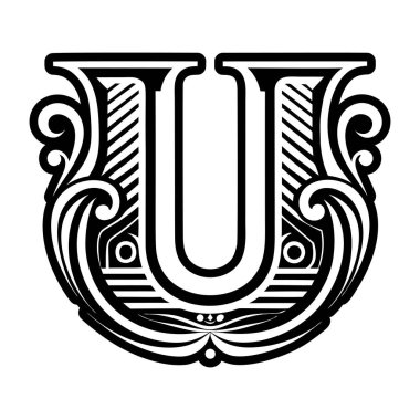 Yaratıcı harf u logosu kabartma biçiminde tasarlandı