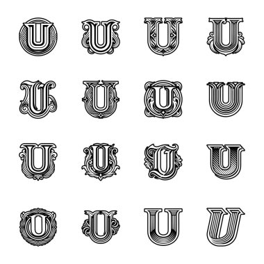 Monogram seti. tasarım elemanları. vektör illüstrasyonu