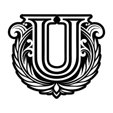 Kabartma biçiminde soyut alfabe u logosu