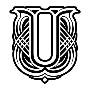 U harfinin monogramı tam biçiminde gösterilmiştir