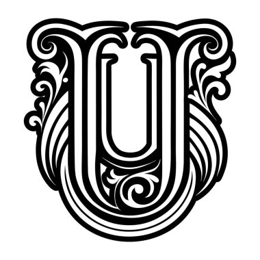 Minimalist harf u logosu katı biçimde işlenmiş