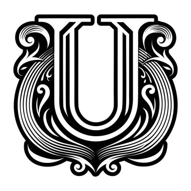 Kabartma biçiminde soyut alfabe u logosu