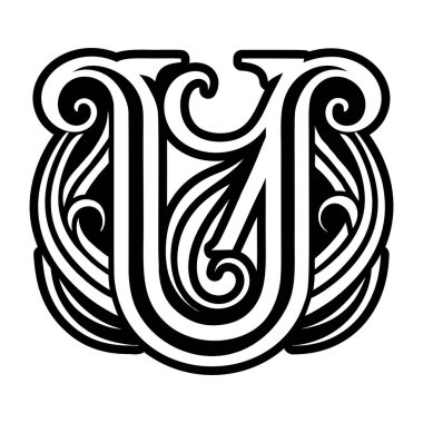 Kabartma biçiminde soyut alfabe u logosu
