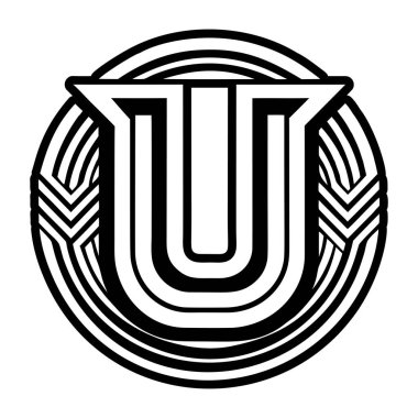Minimalist harf u logosu katı biçimde işlenmiş