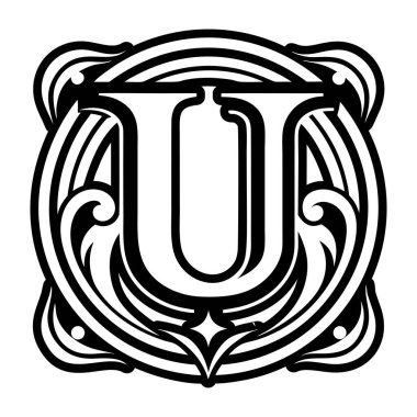 Kabartma biçiminde soyut alfabe u logosu