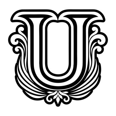 Yaratıcı harf u logosu kabartma biçiminde tasarlandı