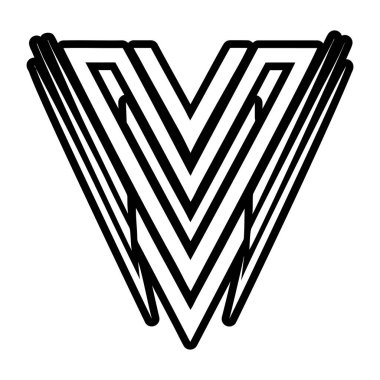 V harfinin minimalist logosu katı bir şekilde işlenmiş