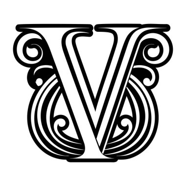 Yaratıcı V harfi logosu kabartma biçiminde dizayn edildi