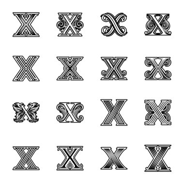 Minimalist harf x logosu katı biçimde