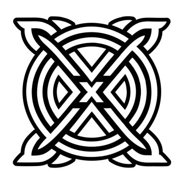 Etnik siyah renkli Kelt süsü. Düğümlü süs.