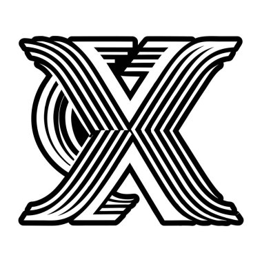 Kabartma biçiminde soyut alfabe x logosu