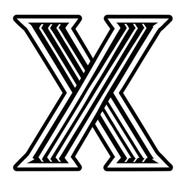 Minimalist harf x logosu katı biçimde