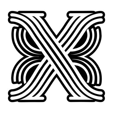 Kabartma biçiminde soyut alfabe x logosu