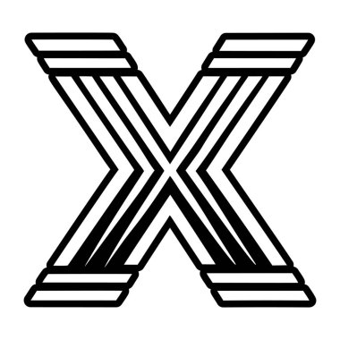Kabartma biçiminde soyut alfabe x logosu