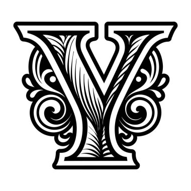 Soyut alfabe y logosu kabartma biçiminde