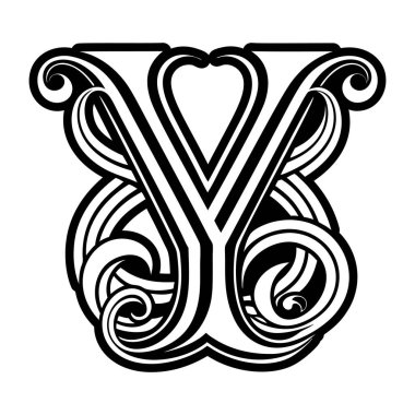 Soyut alfabe y logosu kabartma biçiminde