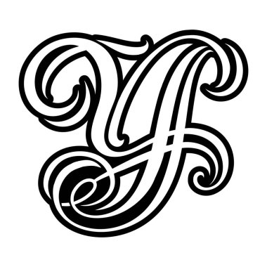 Soyut alfabe y logosu kabartma biçiminde