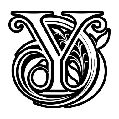 Soyut alfabe y logosu kabartma biçiminde