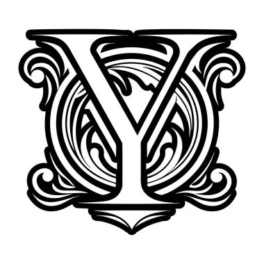 Soyut alfabe y logosu kabartma biçiminde