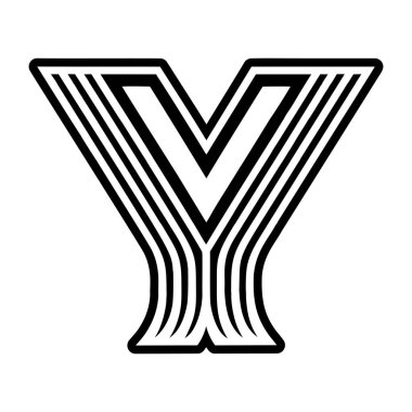 Soyut alfabe y logosu kabartma biçiminde