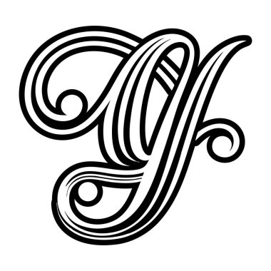 Soyut alfabe y logosu kabartma biçiminde